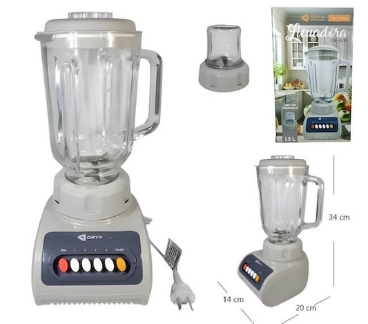LICUADORA 1.5L CON MOLINILLO VASO DE VIDRIO 400W