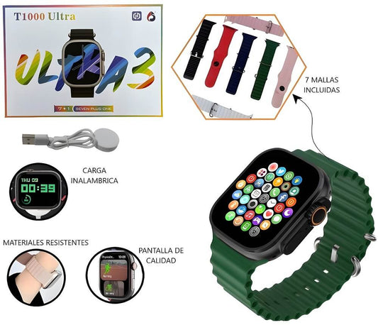 RELOJ SMARTWATCH ULTRA T1000 BIG C/ 7 MALLAS
