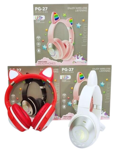 AURICULAR VINCHA BLUETOOTH GATITO + LUCES LED