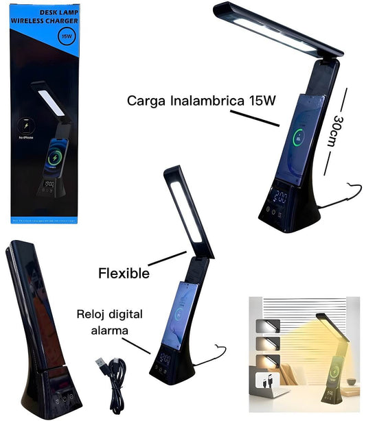 LAMPARA LED TACTIL 3 EN 1 - C/ CARGA INALAMBRICA